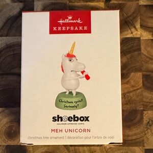 Hallmark Shoebox Unicorn Ornament with Red and White Accents